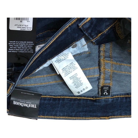 True Religion blue Stella flap pocket midrise skinny jeans size 30 brand new - Picture 6 of 7